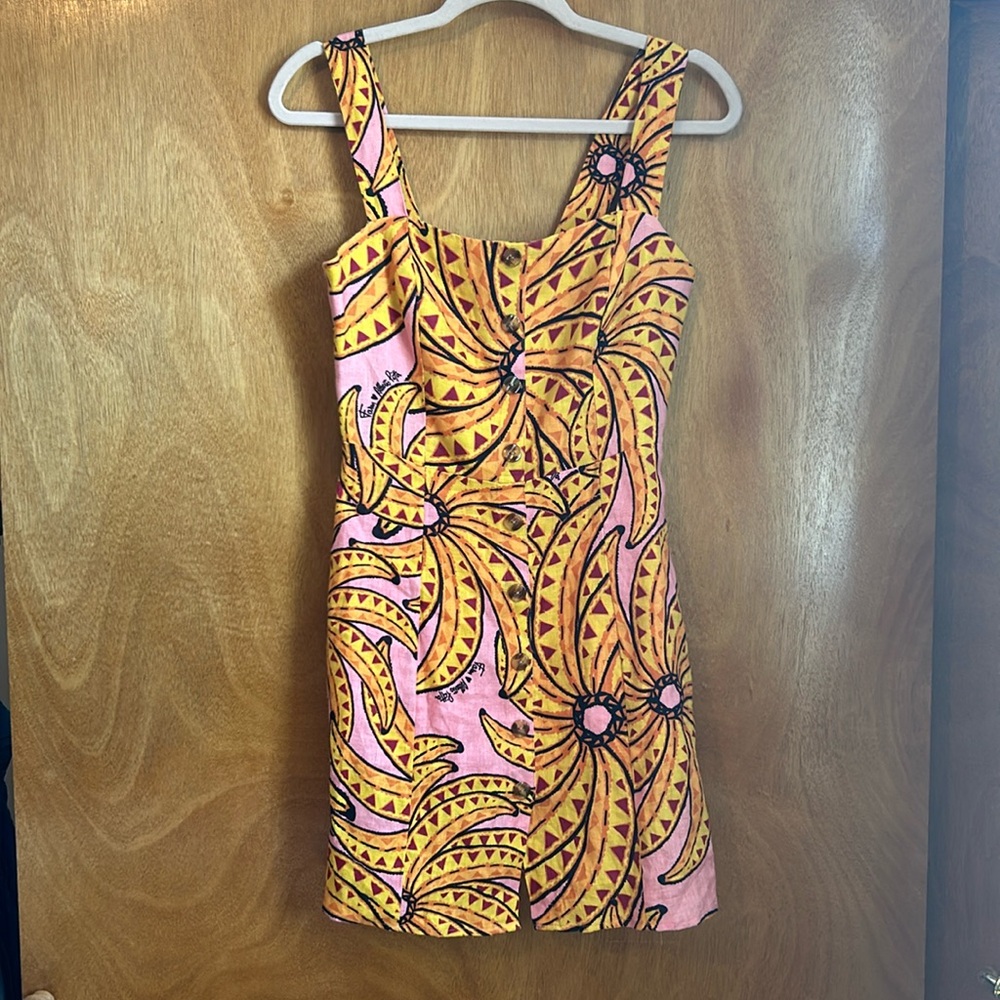 FARM Rio Pink and Yellow Tropical Mini Dress